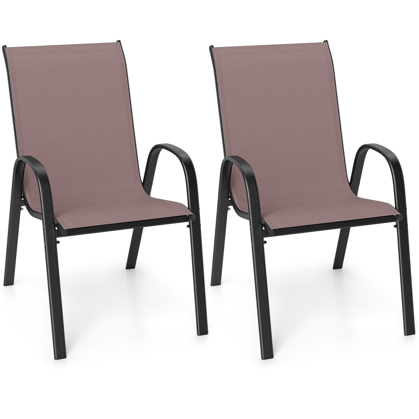 Tangkula Patio Dining Chairs Set of 4, Outdoor Stackable All Weather Heavy Duty Dining Chairs Set with Armrests, Support 330 LBS, for Poolside, Backyard, Garden, Deck, Front Porch (Brown)