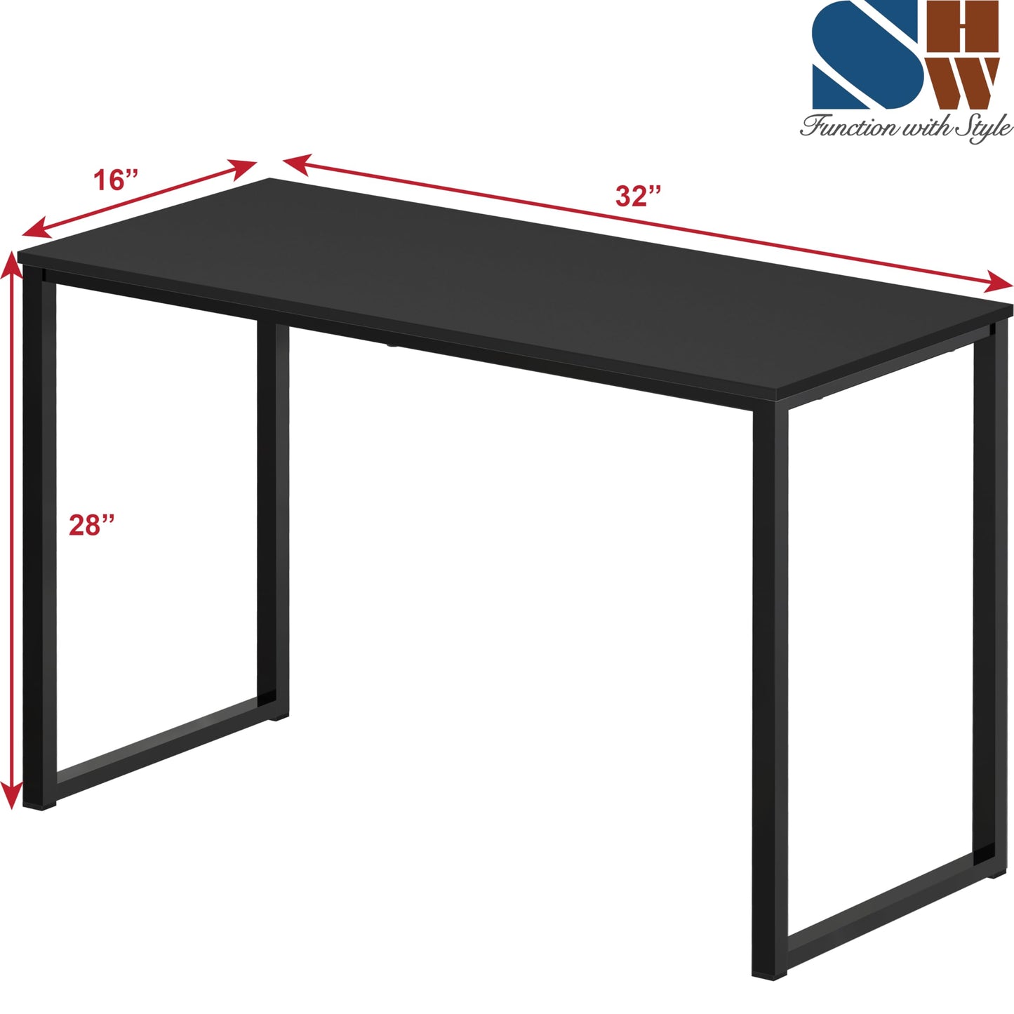 SHW Mission 32-Inch Home Office Computer Desk, Black
