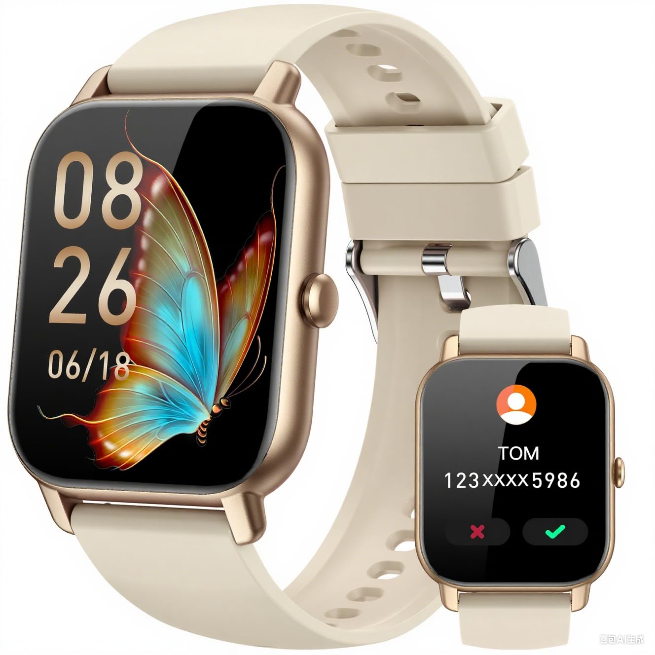 Smart Watches for Men Women, Fitness Tracker with Activity Counter/Sleep Monitor, IP68 Waterproof Smart Watch for Android iPhone iOS Compatible (Jet Black, 1.83)