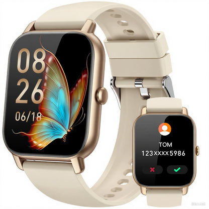 Smart Watches for Men Women, Fitness Tracker with Activity Counter/Sleep Monitor, IP68 Waterproof Smart Watch for Android iPhone iOS Compatible (Jet Black, 1.83)