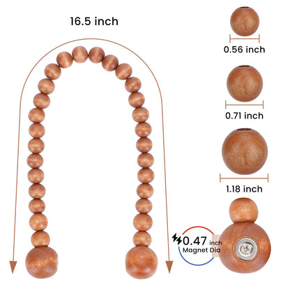 KLOGTSIND Magnetic Curtain Tiebacks, Curtain Holdbacks for Curtains 2 Pack, Wood Bead Curtain Holders for Boho Bedroom Decor, Baby Nursery Decor, Farmhouse Decor