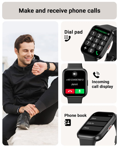 Tensky Smart Watch for Men/Women Android/iPhone/Samsung, Alexa Built-in, 1.8" Touch Screen Fitness Tracker with Answer/Make Calls, 3ATM Waterproof Heart Rate/Sleep/SpO2 Monitor, 120+ Sport Modes