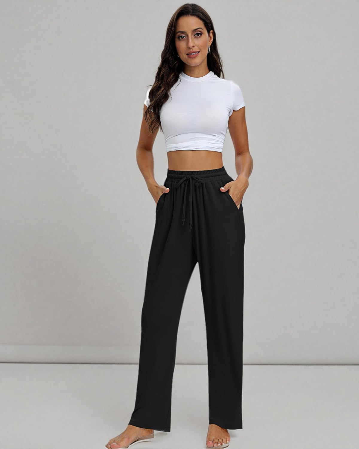 Neer 3 Pack Women's Baggy Sweatpants with Pockets, Wide Leg Yoga Pants Cozy Thick Lounge Pants Drawstring Casual Loose Jogger
