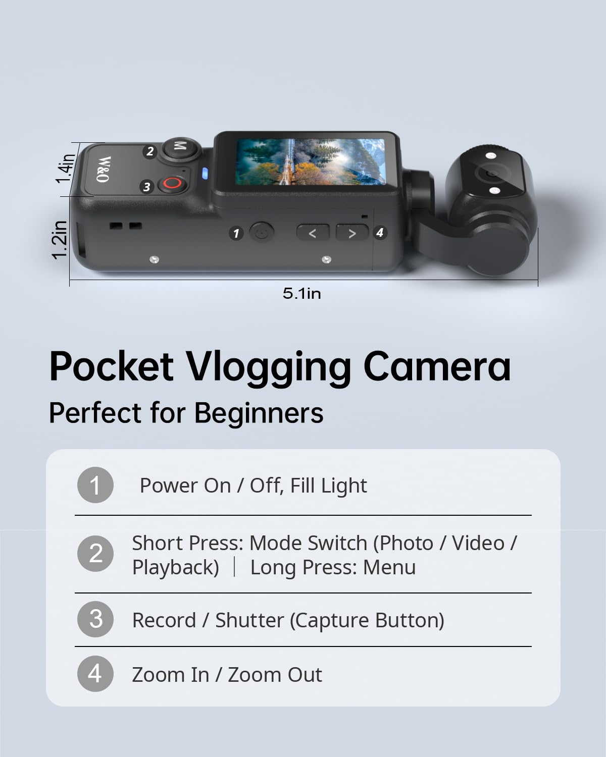 Vlogging Camera, Mini Camcorder, Portable Handheld Video Camera | Mini camcorder with 180° rotating lens, 7-hour battery, 32GB card, one-button recording for travel and daily moments
