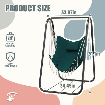 G TALECO GEAR Hammock Chair with Stand,Heavy-Duty and Rustproof Hanging Chair with Stand,Hammock Swing Chair Stand,for Indoor Outdoor Patio Yard Garden Porch (Grey)