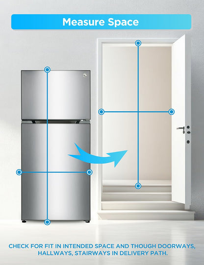 Commercial Cool 20 Cu. Ft. Top Mount Refrigerator with Freezer, 2-Door Refrigerator with Top Freezer and Adjustable Temperature Control, Ice Maker Ready, Energy Star Certified, Stainless Look
