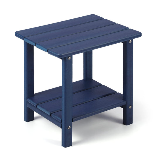 Apolimi Adirondack Outdoor Side Table, 2-Tier Sturdy Patio End Table Weather Resistant, 16.5" Solid Side Table for Patio, Pool, Porch