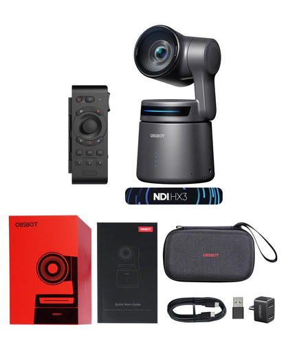 OBSBOT Tail Air NDI Streaming Camera 4K, AI Tracking PTZ Camera with Intelligent APP, Gesture Control, HDMI/USB-C/Wireless Webcam, Video Camera Live Stream for YouTube, Church, Worship, Creator, etc.