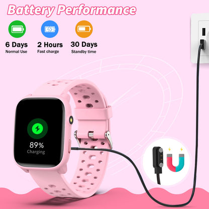 Smart Watch for Kids with 12 Puzzle Games, 1.83" Fitness Tracker Watch Heart Rate Sleep Monitor, Pedometer, Alarm Clock, Flashlight, Gift for 6-12 Year Old Boys Girls
