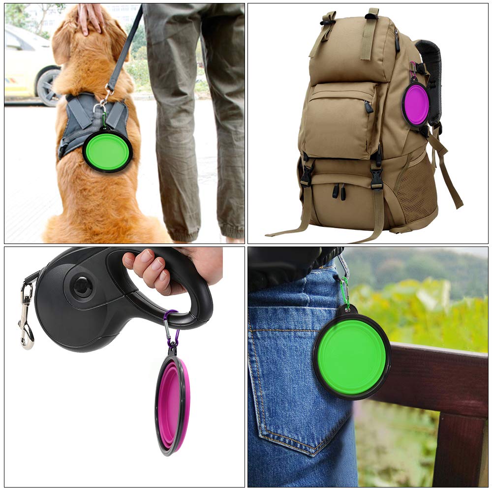 Dog Bowl Pet Collapsible Bowls, 2 Pack for Cats Dogs, Portable Pet Feeding Watering Dish for Walking Parking Traveling with 2 Carabiners (Small, Blue+Green)