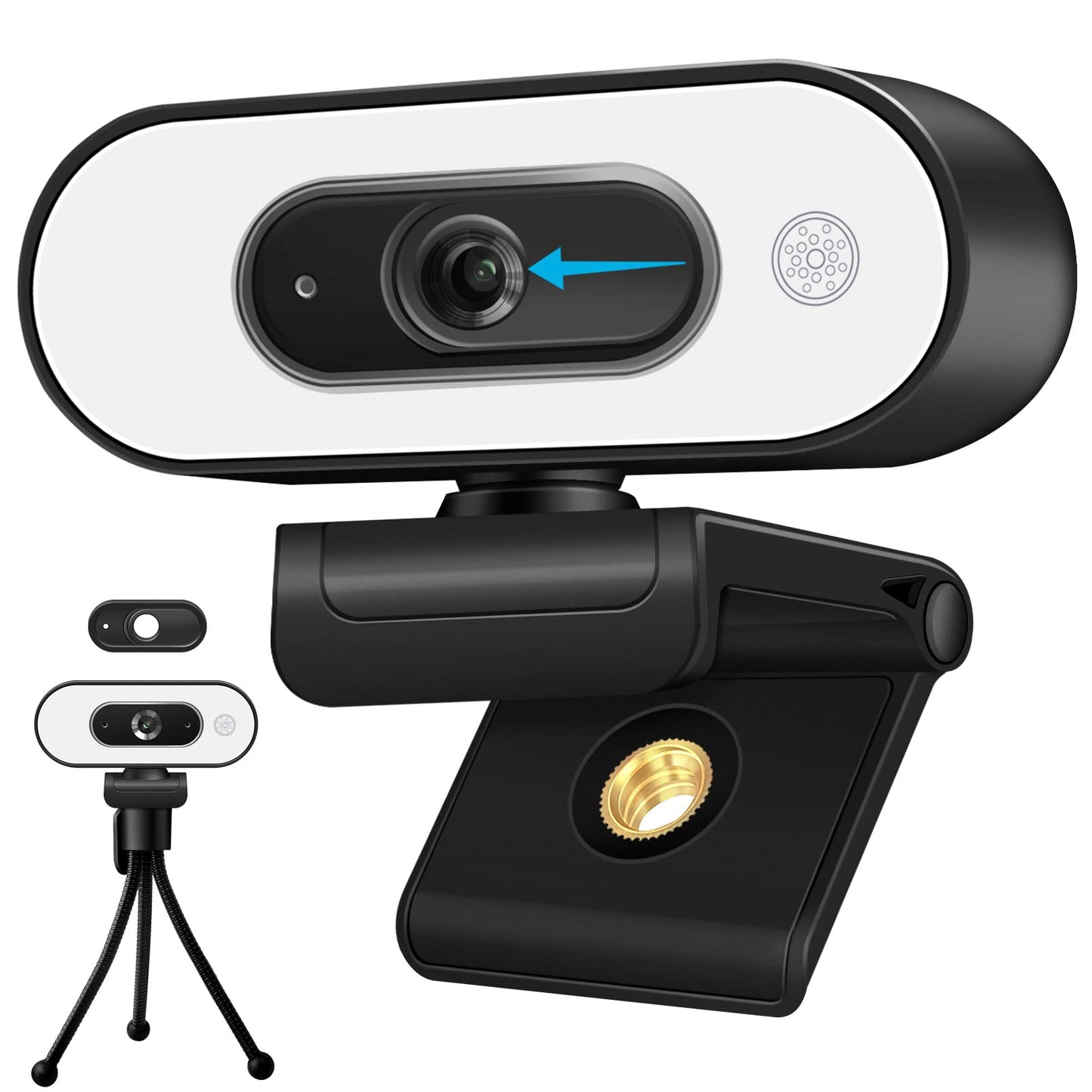 W4 2K Autofocus Webcam with Dual Mics & LED Light, 1080P 60fps/2K 50fps, USB Streaming Camera for PC, Laptop, Switch 2, Desktop - Plug and Play