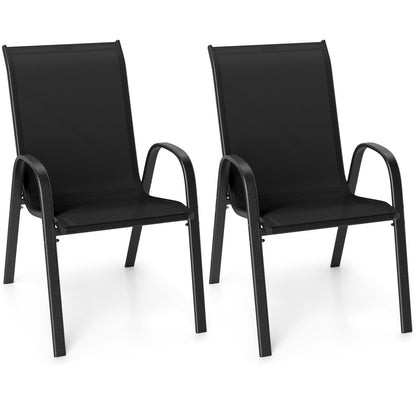 Tangkula Patio Dining Chairs Set of 4, Outdoor Stackable All Weather Heavy Duty Dining Chairs Set with Armrests, Support 330 LBS, for Poolside, Backyard, Garden, Deck, Front Porch (Brown)