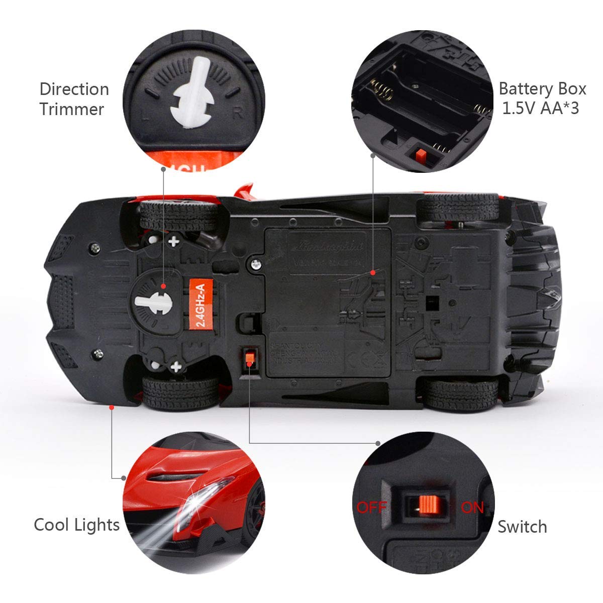 Remote Control RC CAR Racing Cars Compatible with Lamborghini Veneno Officially Licensed 1:24 Toy RC Cars Model Vehicle for Boys 6,7,8 Years Old,red