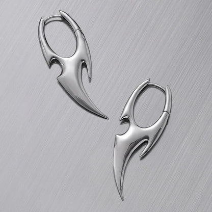 PUNKYOUTH Sharp Line Fluid Curve Earrings 18G 1mm Piercing Jewelry Edgy Minimalist Modern Claw Spike Huggie Hoop Dangle Drop For Women Men Polished Statement Everyday Wear Fashion Accessories
