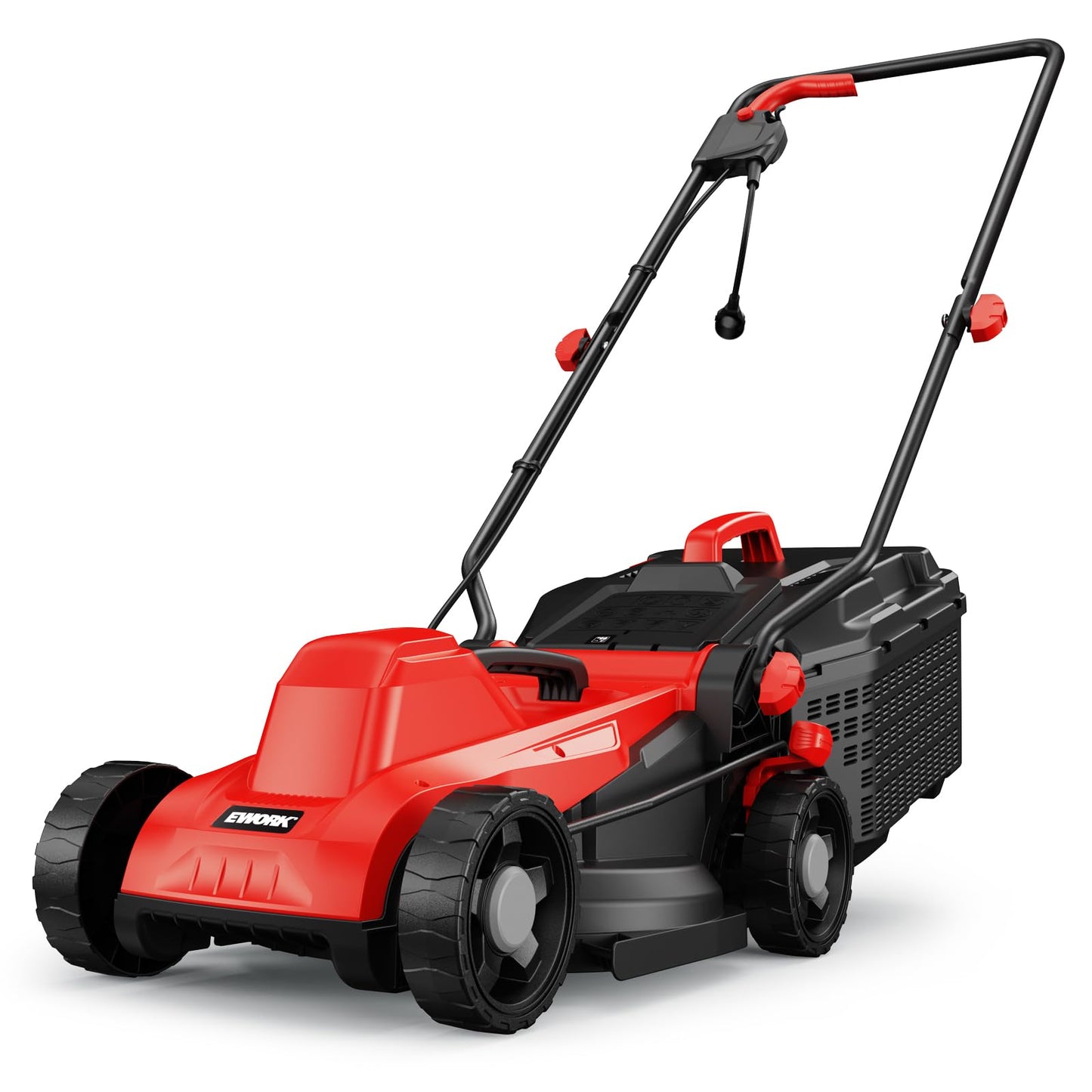 EWORK Corded Electric Lawn Mower 14-Inch, 11Amp Electric Push Mower with 30L Grass Catchers, 4-Height Adjustment, Lightweight Lawnmower for Garden, Yard