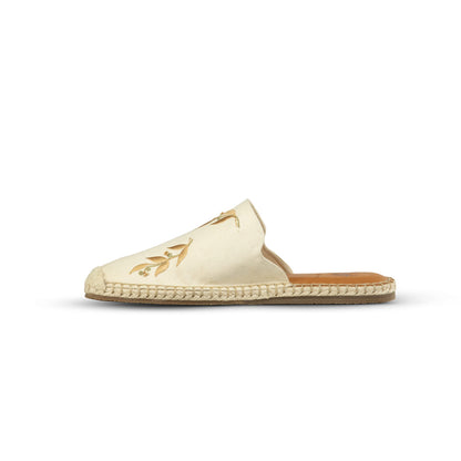 JATAREA Women's Flat Mules | Round Toe Genuine Printed Leather Slip-Ons for Any Summer Outing Shoes