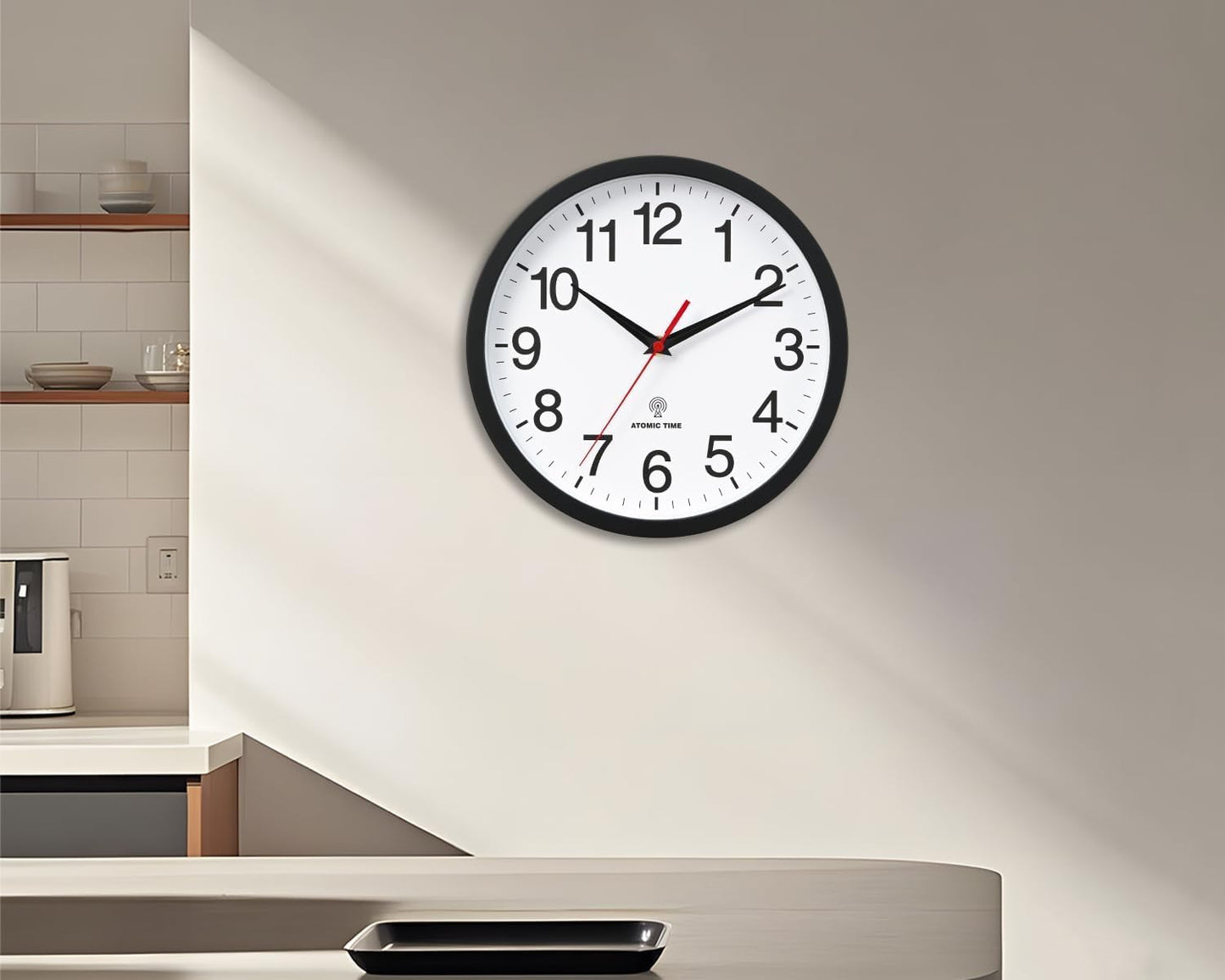 Rohioue Wall Clock Modern 8 Inch Battery Operated Silent Non Ticking Small Analog Clock for Living Room Office Home Bedroom Kitchen Bathroom(Black)