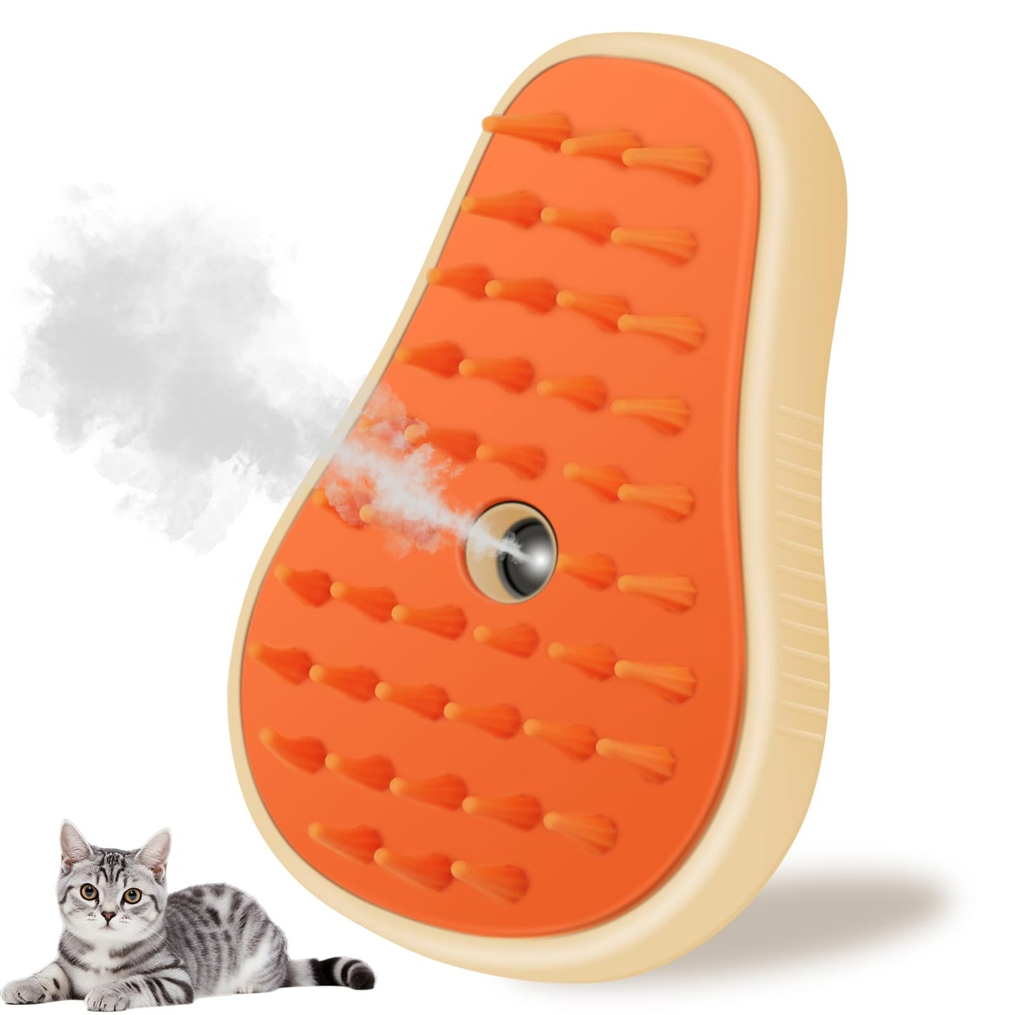 Cat Steam Brush, 3 In 1 Steamy Pet Brush, Silicone Massage Dog Hair Remover Comb, Spray Mist Grooming for Indoor Kittens (Mango Green)