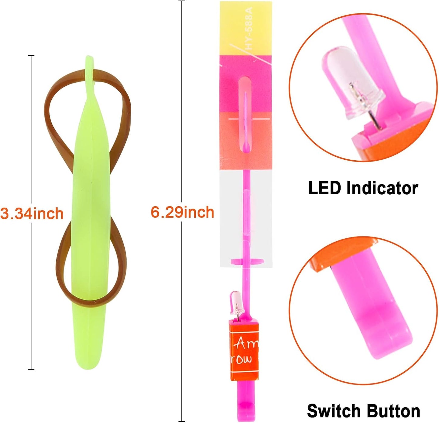 lpvoqpth 25 Sets LED Flying Set, 25 Slingshot+25 Glow Helicopter-50 Pcs, Flying Toy Outdoor Toys Glow in the Dark Party Supplies Party Favors for Kids 8-12,4-8