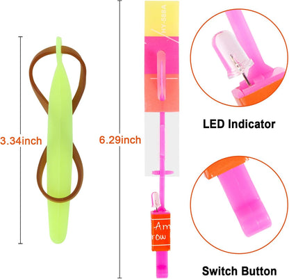 lpvoqpth 25 Sets LED Flying Set, 25 Slingshot+25 Glow Helicopter-50 Pcs, Flying Toy Outdoor Toys Glow in the Dark Party Supplies Party Favors for Kids 8-12,4-8
