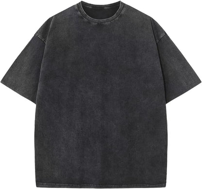 Men's Cotton T-Shirts Oversized Unisex Short Sleeves Casual Loose Wash Solid Basic Tee Tops