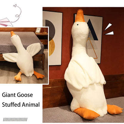 Srutirbo Giant White Goose Plush-35 in Soft Furry Swan Stuffed Animal Pillow,Huge Goose Plush Hugging Pillow Gifts for Every Age (35 in)
