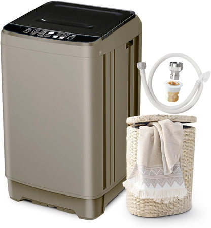 Portable Washing Machine, 17.7lbs Full-Automatic Small Washing Machine for Apartment, 10 Wash Programs with Drain Hose Dorm Size Portable Washer for RV, Home, College, Grey