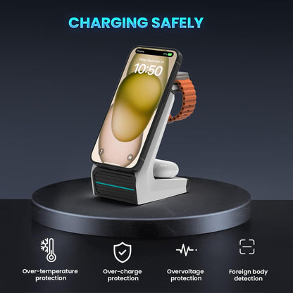 JoyGeek 3 in 1 Charging Station for Apple Devices, Wireless Charger Stand for iPhone 17/16/15/14/13/12/11/SE/X Pro Max Plus - Apple Watch 11/10/9/Ultra 2/8/SE/7/6/5 - AirPods Pro 2/3/2
