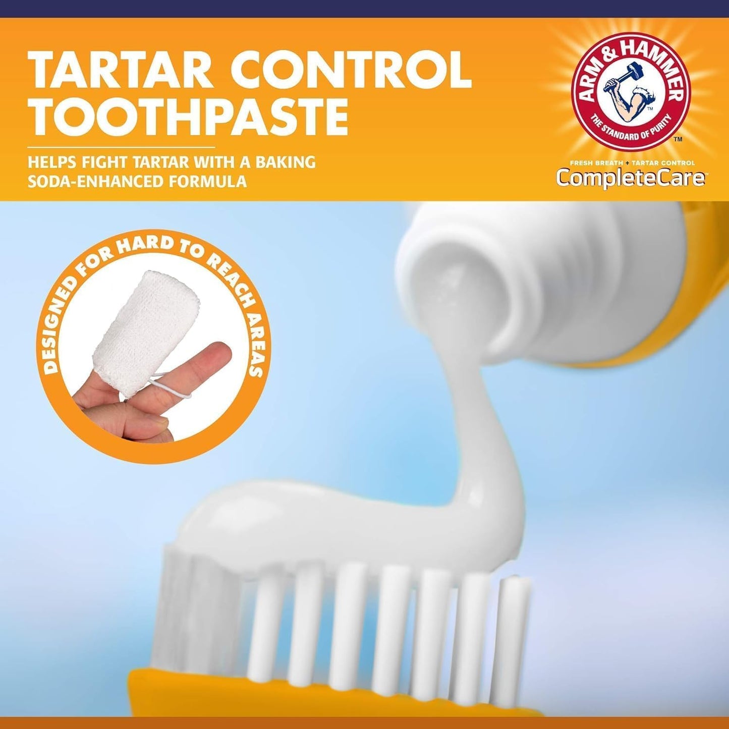Arm & Hammer Complete Care Dog Dental Kit with Enzymatic Dog Toothpaste, Toothbrush and Finger Brush, Baking Soda and Calcium Formula for Plaque Tartar Control, Chicken Flavor, 2.5 Oz