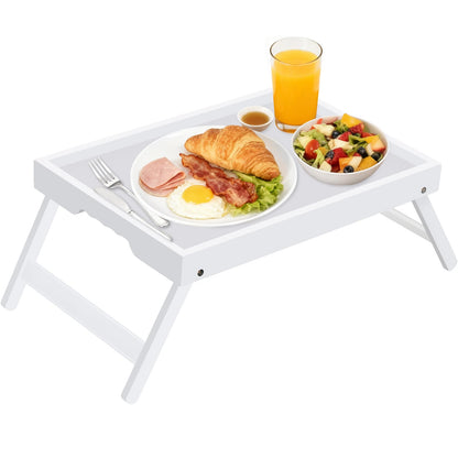Artmeer Bed Tray Table with Folding Legs,Bamboo Breakfast in Bed for TV Table, Laptop Computer Tray,Eating,Snack Tray(Bamboo)