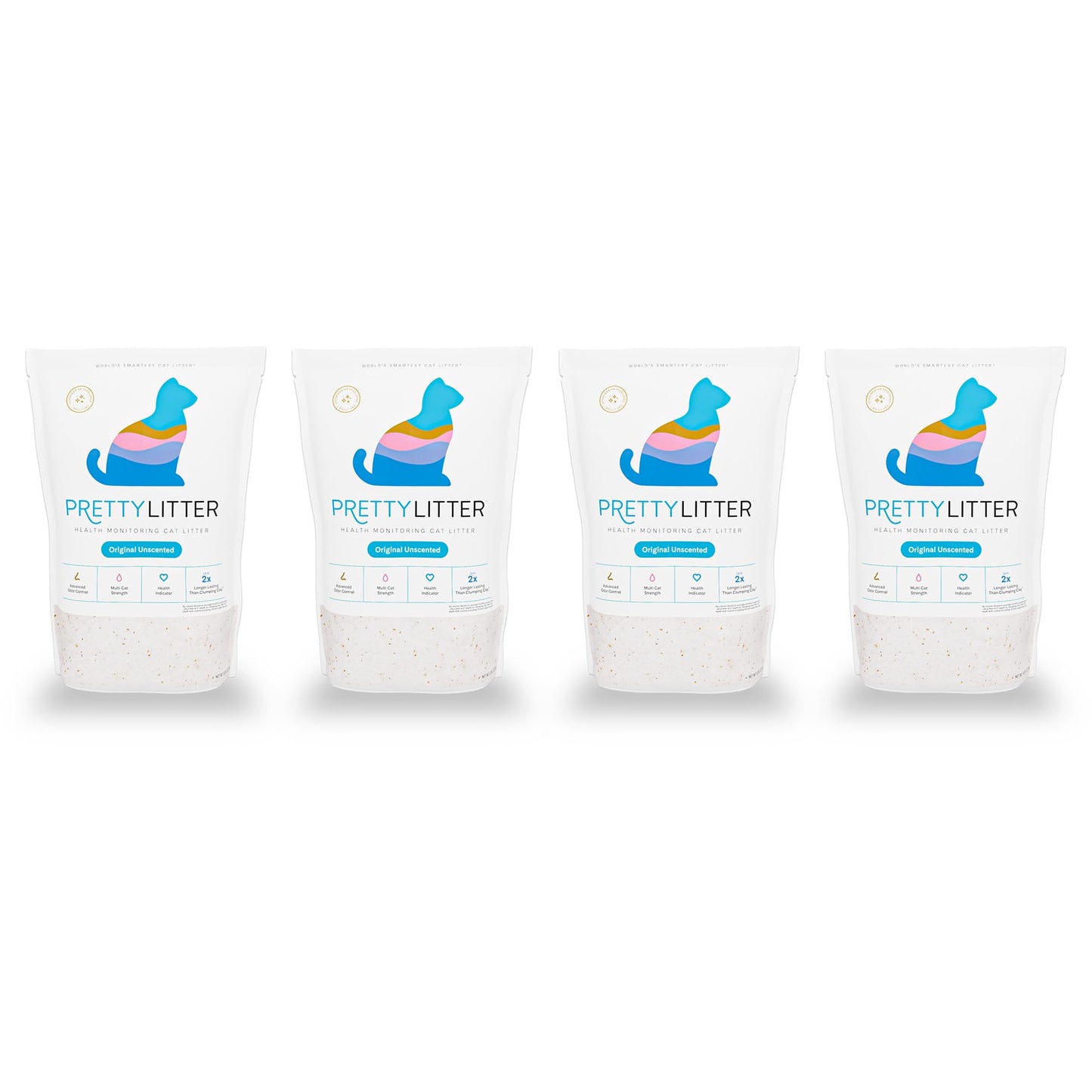 PrettyLitter Health Monitoring Cat Litter (Unscented, Non Clumping) | Lightweight & Low Tracking, Color Changing Silica Gel Crystals, Advanced Odor Control — 6 Lbs, Pack of 2 (Up to 2 Month Supply)