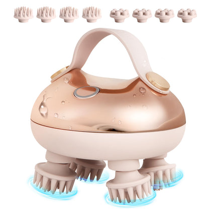 arboleaf Electric Scalp Massager Head Massager Scalp Stress Relax, 5 in 1 Kneading 128 Massage Nodes, Waterproof Hair Massage with 8 Removable Claws Cat Scratcher, Gift for Dad Mom