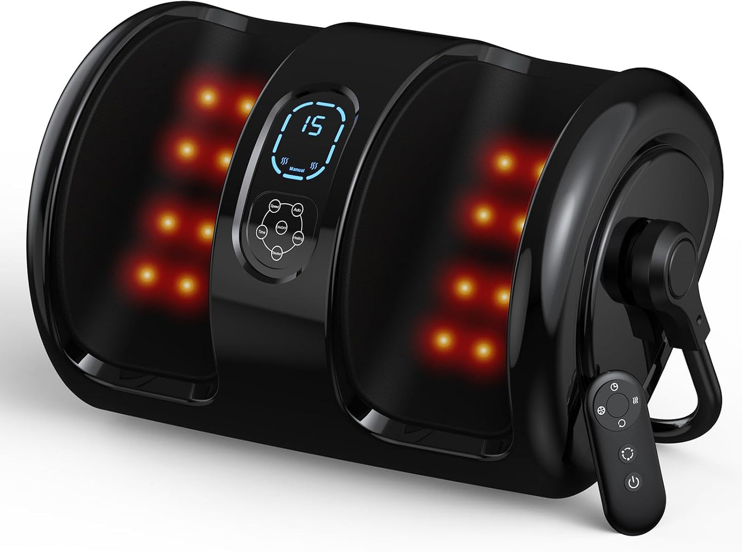 HTM Shiatsu Foot and Calf Massager with Heat – 3 Vibration Speeds and 3 Modes, 3D Deep Kneading & Rolling, Electric Foot Massager with Remote, Machine-Washable Cover, Gift for Men/Women/Birthday