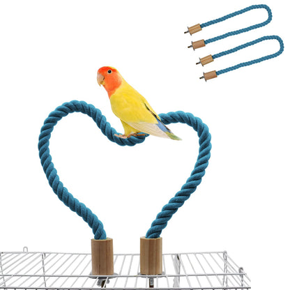 2 Pack Bird Hemp Rope Perch Swing, Bird Cage Stand Pole Accessories, Paw Grinding Standing Climbing Perch for Parrot, Parakeet, Budgies, Lovebirds(23.62"/60 cm)