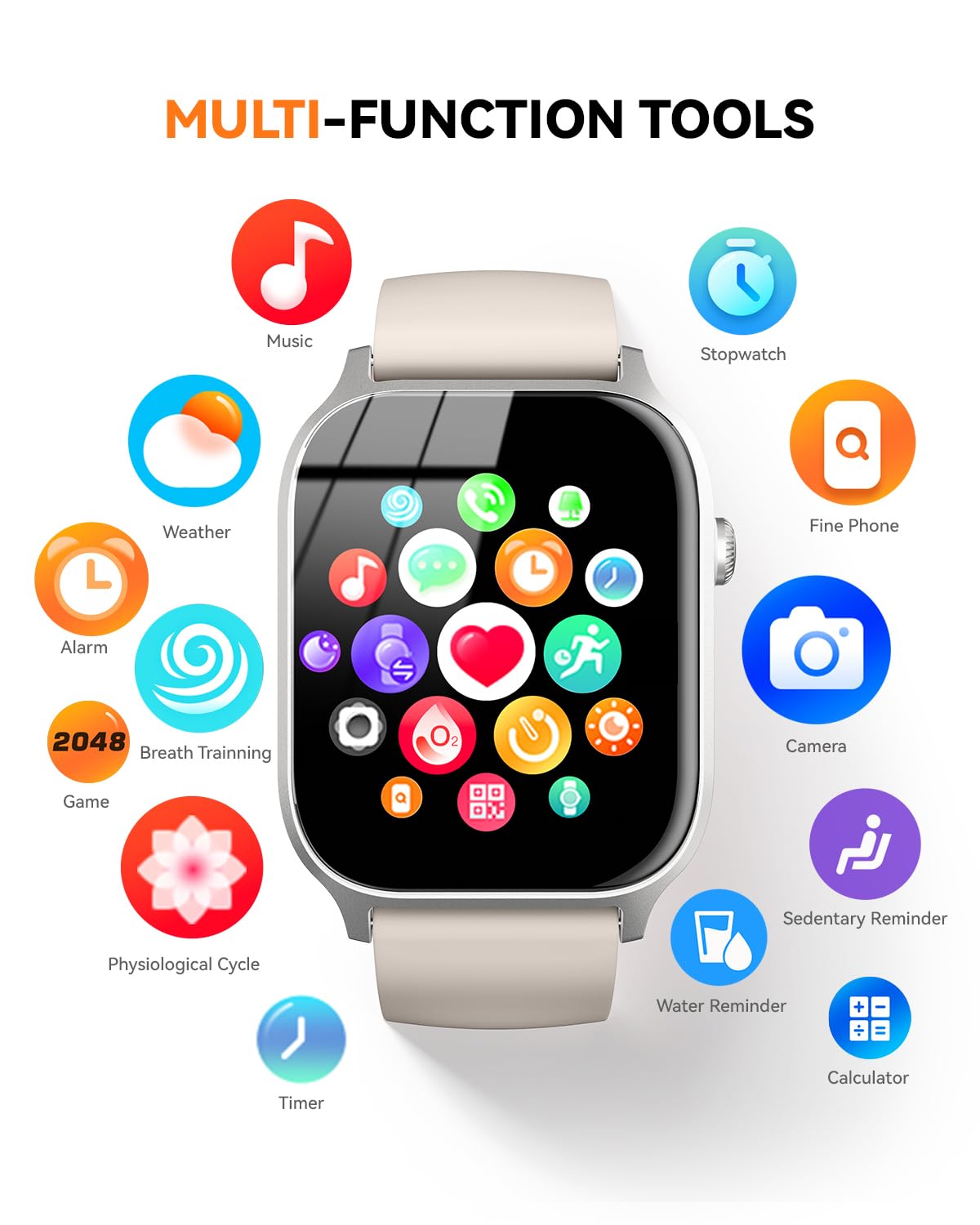 Smart Watches for Women Men, Fitness Tracker Watch with 110 Sports Modes, Step Counter/Sleep Monitor/Pedometer, IP68 Waterproof, Bluetooth Call & Music Control Smartwatch for iPhone/Android,Starlight