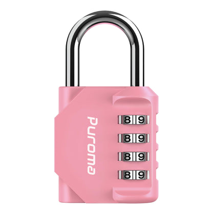 Puroma 2 Pack Combination Lock 4 Digit Padlock for School Gym Locker, Sports Locker, Fence, Toolbox, Case, Hasp Storage (Black & Code Window)