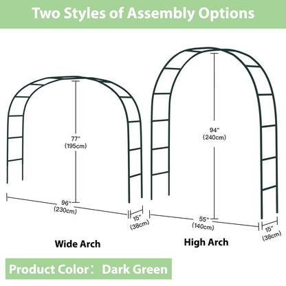 RUBFAC 7.8ft Garden Arch Trellis for Climbing Plants Outdoor, Metal Arch Frame Garden Arbors and Arches, Outdoor Archway for Flower Vines Wedding Bridal Party Decoration, Black