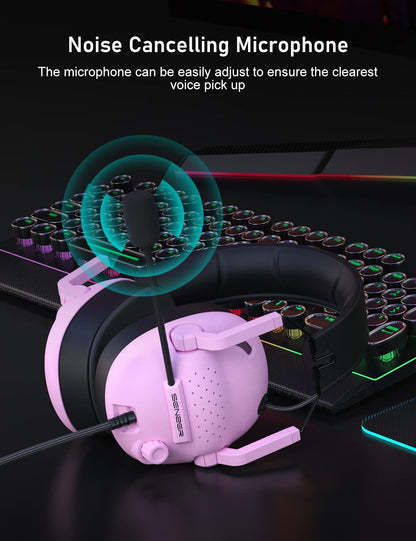 SENZER SG500 Surround Sound Pro Gaming Headset with Noise Cancelling Microphone - Soft Memory Foam Padding - Portable Foldable Headphones for PC, PS4, PS5, Xbox One, Switch - Black