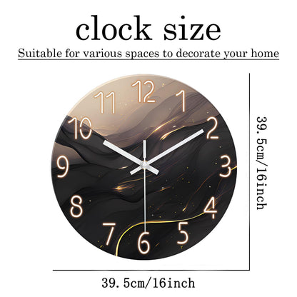 White Marble Glass Wall Clocks Battery Operated 12 Inch Abstract Decorative Analog Wall Clocks for Living Room Bedroom Office Silent Wall Clock Modern