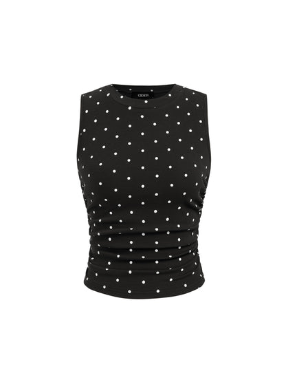 CIDER Womens Tank Tops Sleeveless High Neck Ruched Crop Tops Going Out Casual Basic Ribbed Shirt Summer Fashion Clothing