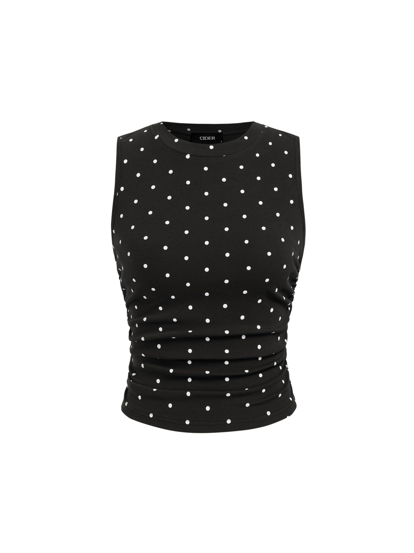 CIDER Womens Tank Tops Sleeveless High Neck Ruched Crop Tops Going Out Casual Basic Ribbed Shirt Summer Fashion Clothing