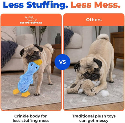 Best Pet Supplies Interactive Squeaky Dog Chew Toy, Ideal Dog Toys for Chewers, Small, Medium & Large Dogs, and Fetch Lovers - Crinkle Duck (Yellow), Large