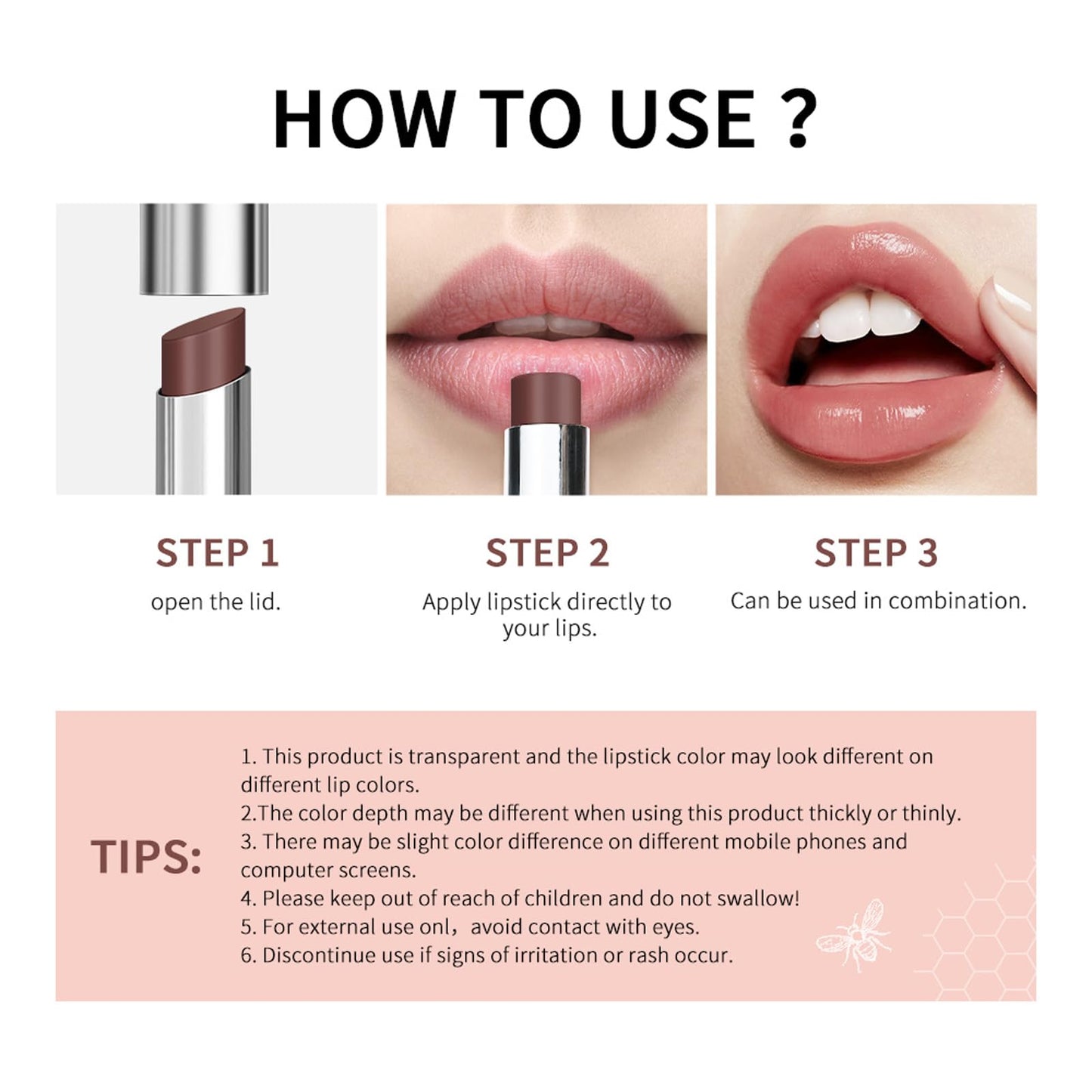 Honey Lipstick Tinted Lip Balm - Sheer Hydrating Lipstick for All Skin Tones - Moisturizing Lip Color, Nourishing Lip Balm with a Hint of Natural Black Cherry Tint