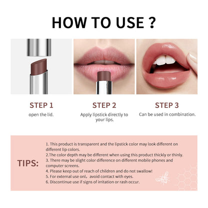 Honey Lipstick Tinted Lip Balm - Sheer Hydrating Lipstick for All Skin Tones - Moisturizing Lip Color, Nourishing Lip Balm with a Hint of Natural Black Cherry Tint