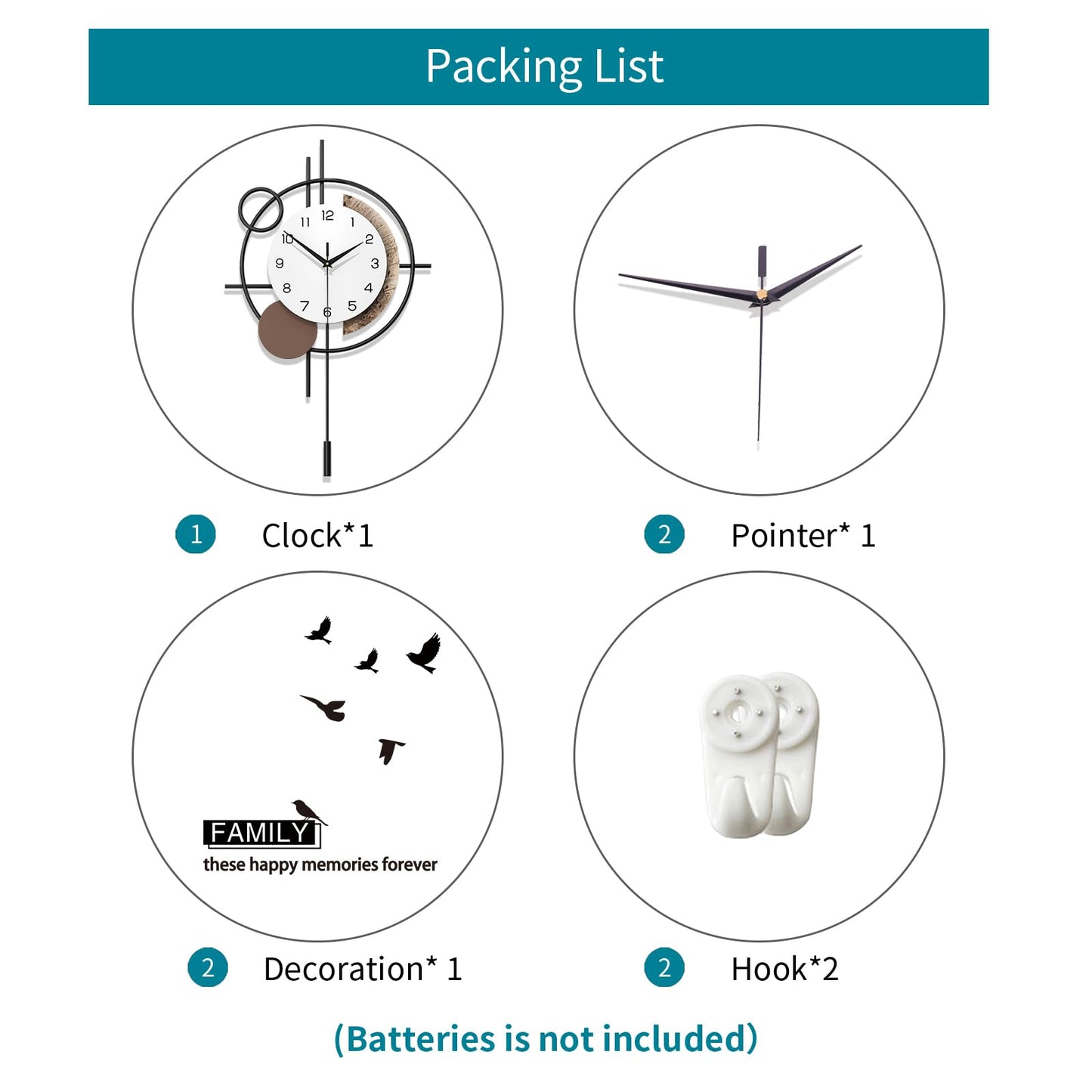 Wall Clock Decorative Large Modern Wall Clock Silent Non-Ticking Battery Operated Gold Unique Pendulum Clock for Living Room,Bedroom,Office,Kitchen,Bathroom,Wall Decor 13.8x21.9in