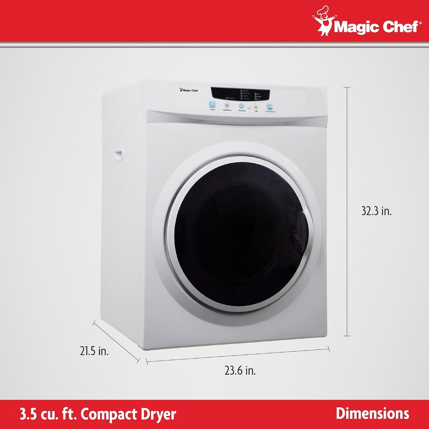 Compact 3.5 cu. ft. Electric Dryer in White