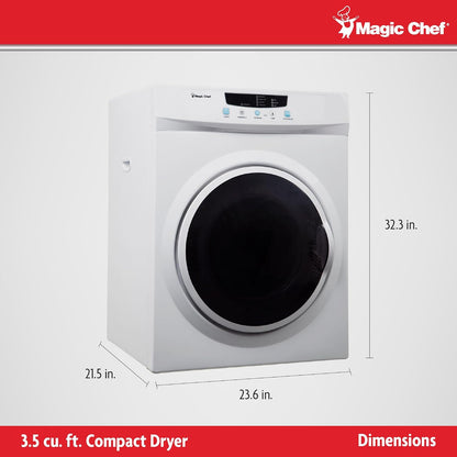 Compact 3.5 cu. ft. Electric Dryer in White