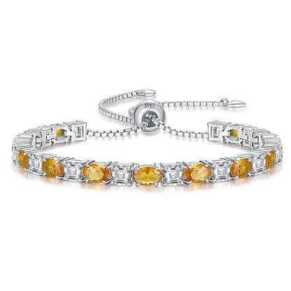 Sterling Silver Birthstone Bracelets for Women White Gold Tennis Bracelets Adjustable Chain 6-9 Inchs Jewelry Hypoallergenic Anniversary Birthday Gifts for Women Mom Wife Her