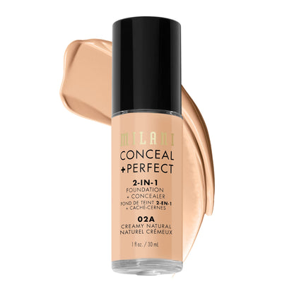 Milani Conceal + Perfect 2-in-1 Foundation + Concealer for a Flawless Complexion, Under Eye Corrector, Cover Redness and Imperfections, Waterproof and Sweatproof - 05A-Natural Beige