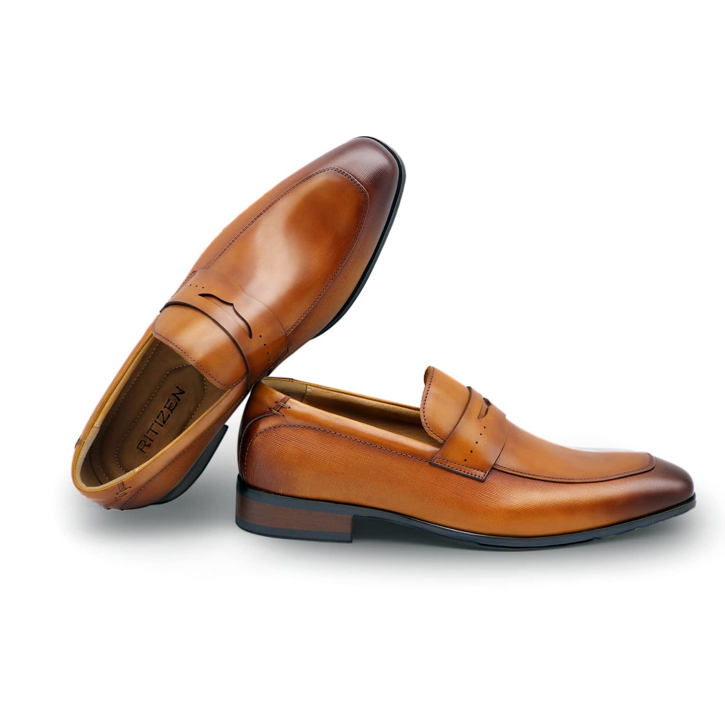 Men's Slip on Oxford Dress Shoes Classic Handmade Calfskin Manufacturing More Compact, Choose The Right Size to Modify The Foot Shape